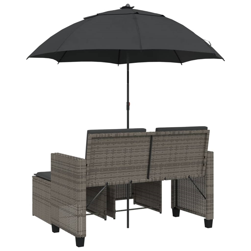 Afuera Living PE Rattan Garden Sofa With Adjustable Armrests in Gray