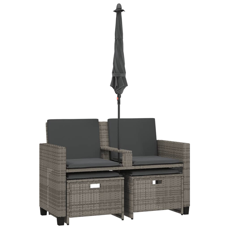 Afuera Living PE Rattan Garden Sofa With Adjustable Armrests in Gray