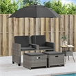 Afuera Living PE Rattan Garden Sofa With Adjustable Armrests in Gray