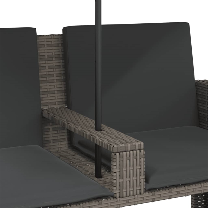 Afuera Living PE Rattan Garden Sofa With Adjustable Armrests in Gray