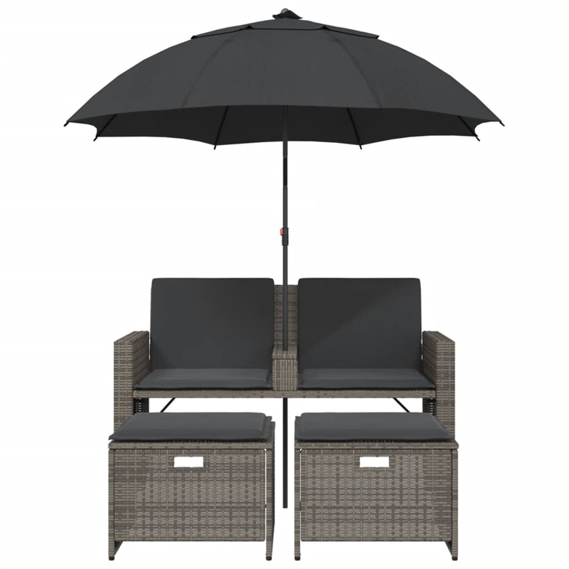 Afuera Living PE Rattan Garden Sofa With Adjustable Armrests in Gray