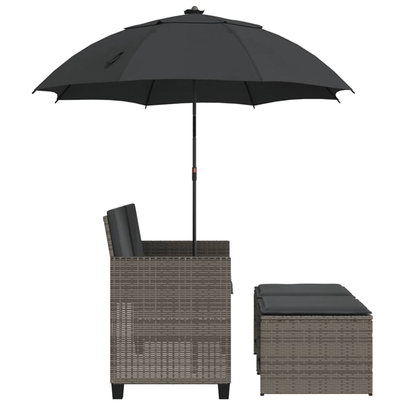 Afuera Living PE Rattan Garden Sofa With Adjustable Armrests in Gray