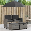 Afuera Living PE Rattan Garden Sofa With Adjustable Armrests in Gray