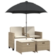 Afuera Living 2-Seater PE Rattan Patio Sofa With Removable Covers in Beige