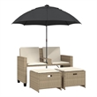 Afuera Living 2-Seater PE Rattan Patio Sofa With Removable Covers in Beige