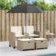 Afuera Living 2-Seater PE Rattan Patio Sofa With Removable Covers in Beige