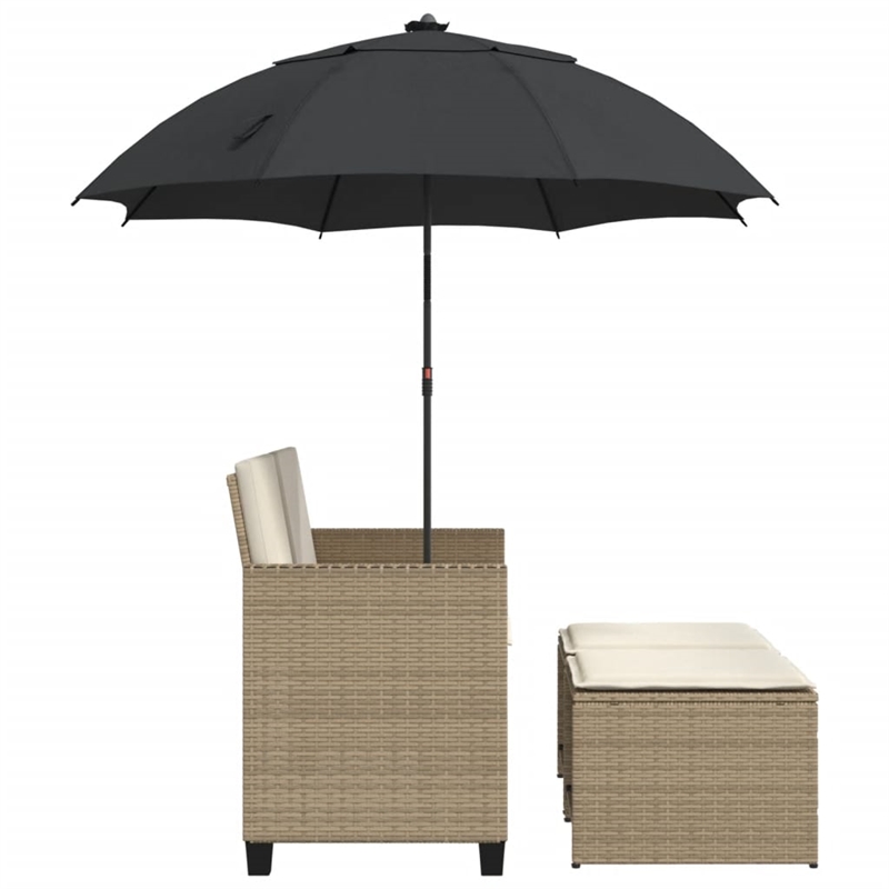 Afuera Living 2-Seater PE Rattan Patio Sofa With Removable Covers in Beige