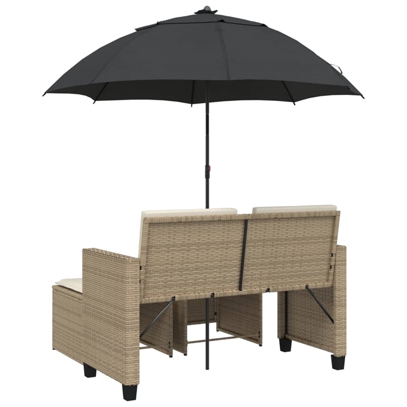Afuera Living 2-Seater PE Rattan Patio Sofa With Removable Covers in Beige