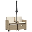 Afuera Living 2-Seater PE Rattan Patio Sofa With Removable Covers in Beige