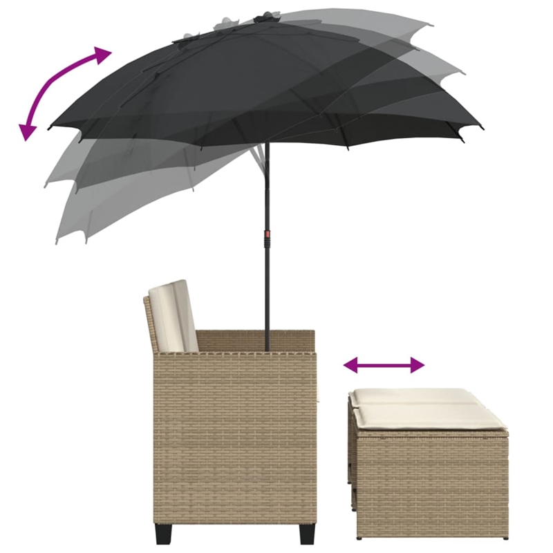 Afuera Living 2-Seater PE Rattan Patio Sofa With Removable Covers in Beige