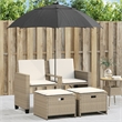 Afuera Living 2-Seater PE Rattan Patio Sofa With Removable Covers in Beige