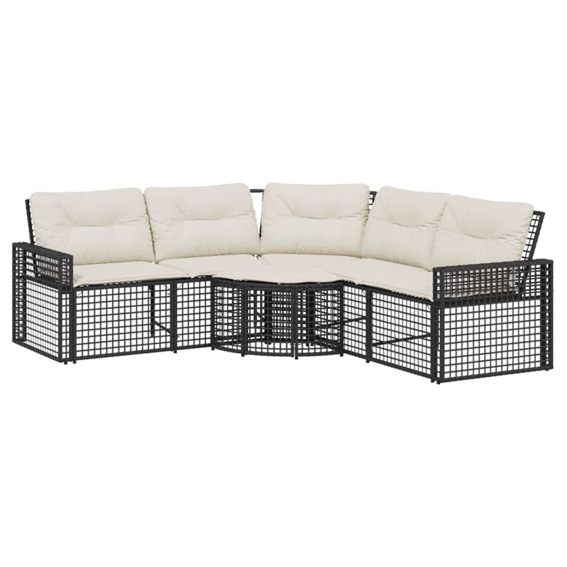 Afuera Living Large PE Rattan Patio Sofa With Removable Covers in Black & Cream