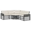 Afuera Living Large PE Rattan Patio Sofa With Removable Covers in Black & Cream