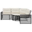 Afuera Living Large PE Rattan Patio Sofa With Removable Covers in Black & Cream