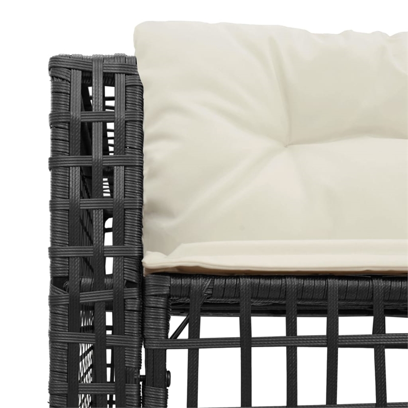 Afuera Living Large PE Rattan Patio Sofa With Removable Covers in Black & Cream