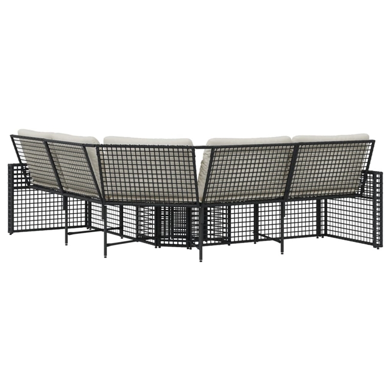 Afuera Living Large PE Rattan Patio Sofa With Removable Covers in Black & Cream