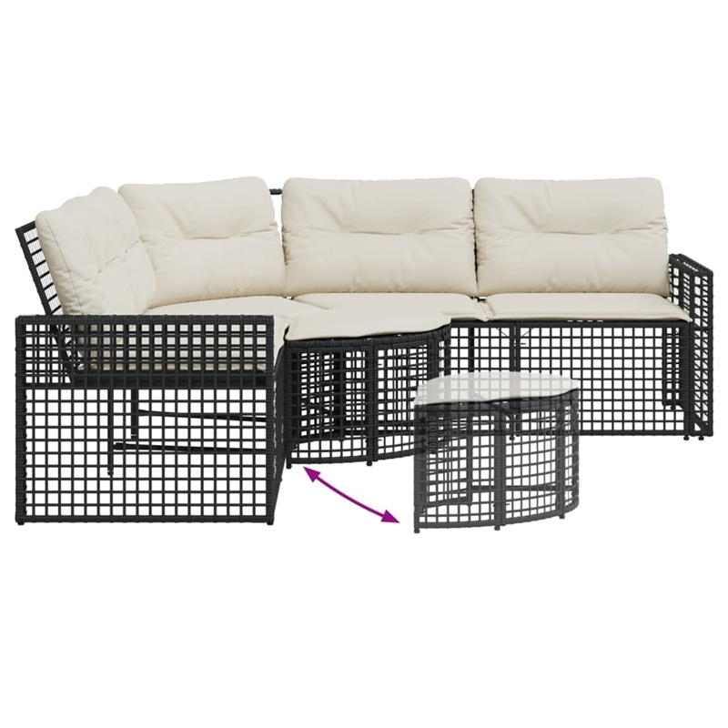Afuera Living Large PE Rattan Patio Sofa With Removable Covers in Black & Cream