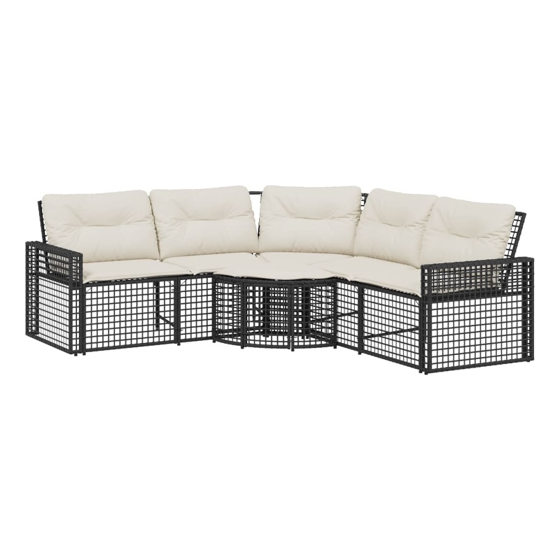 Afuera Living Large PE Rattan Patio Sofa With Removable Covers in Black & Cream