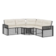 Afuera Living Large PE Rattan Patio Sofa With Removable Covers in Black & Cream