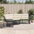Afuera Living Large PE Rattan Patio Sofa With Removable Covers in Black & Cream