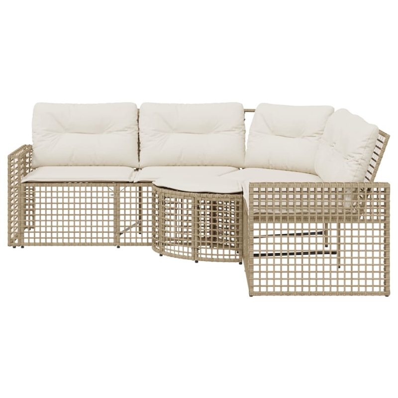Afuera Living Contemporary Rattan Patio Sofa in Beige And Cream