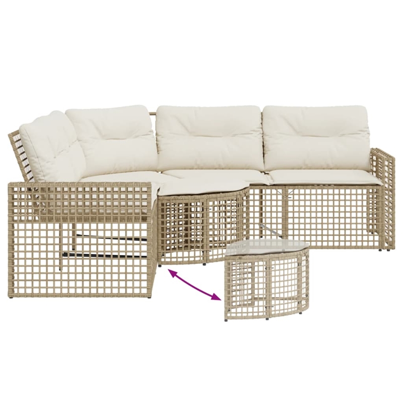 Afuera Living Contemporary Rattan Patio Sofa in Beige And Cream