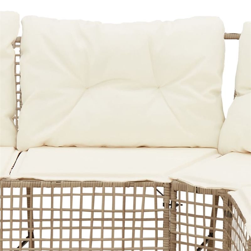 Afuera Living Contemporary Rattan Patio Sofa in Beige And Cream