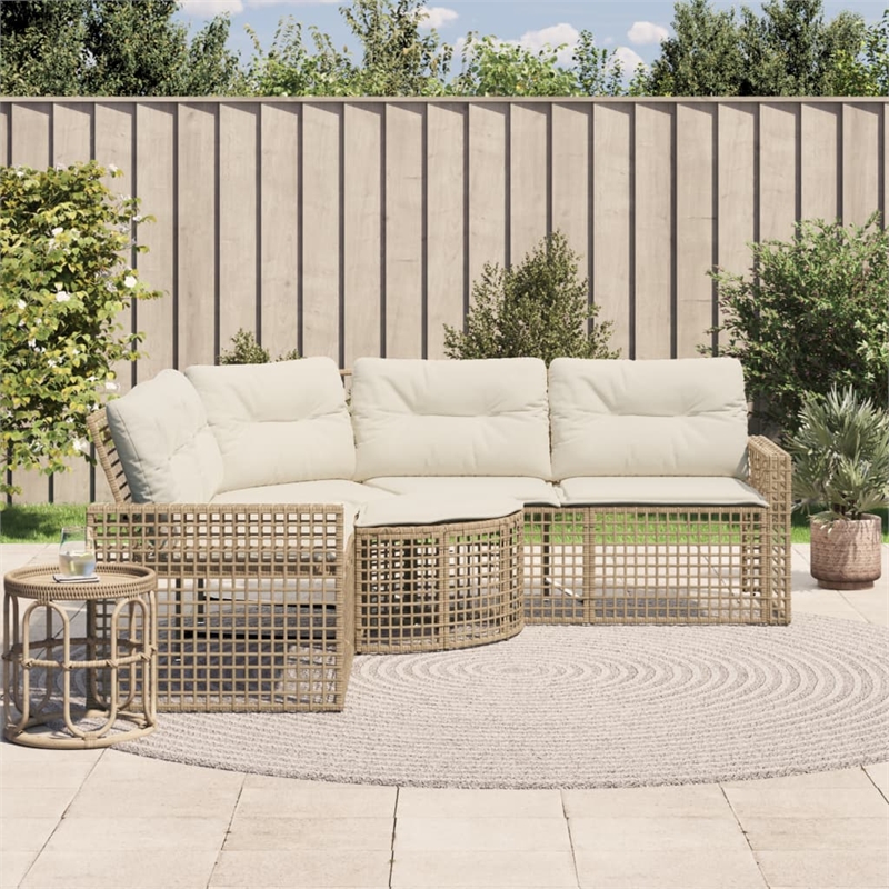 Afuera Living Contemporary Rattan Patio Sofa in Beige And Cream