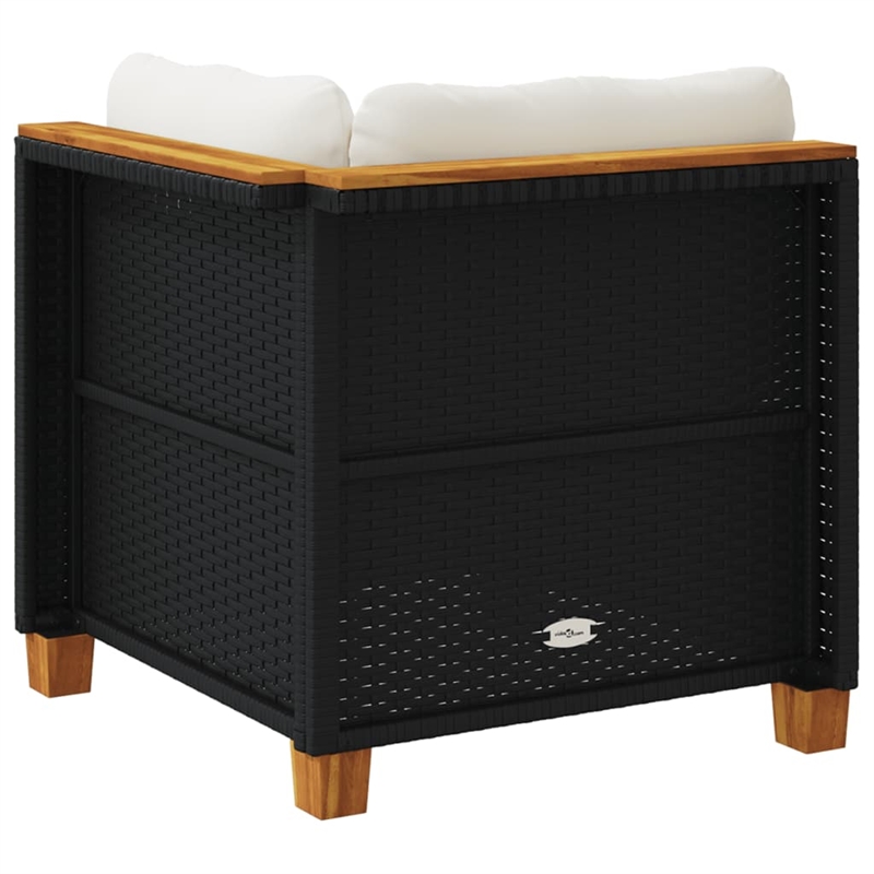 Afuera Living Small Poly Rattan Garden Sofa With Removable Covers in Black