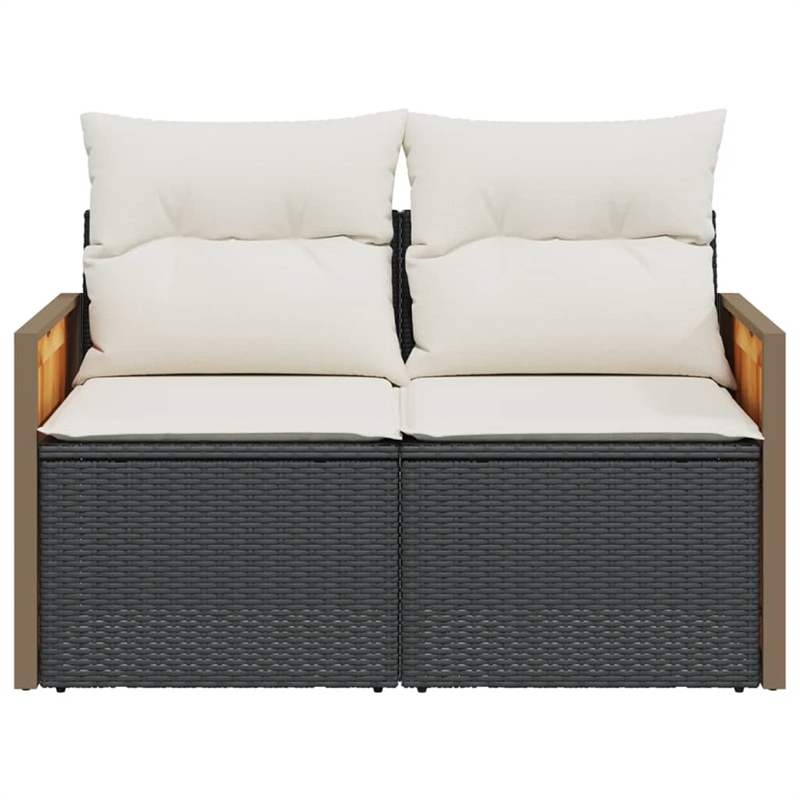 Afuera Living 2-Seater PE Rattan Modular Garden Sofa in Black