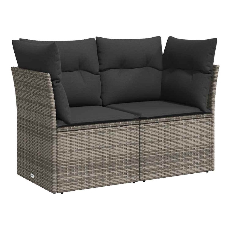 Afuera Living 2-Seater Rattan & Steel & Polyester Garden Sofa in Gray