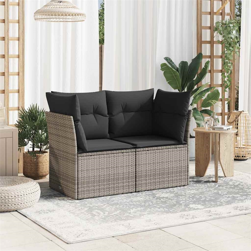 Afuera Living 2-Seater Rattan & Steel & Polyester Garden Sofa in Gray