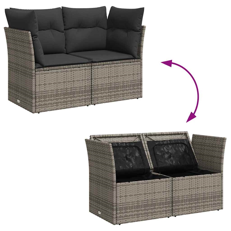 Afuera Living 2-Seater Rattan & Steel & Polyester Garden Sofa in Gray