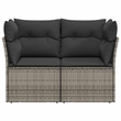 Afuera Living 2-Seater Rattan & Steel & Polyester Garden Sofa in Gray