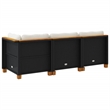 Afuera Living 3-Piece Large Modular PE Rattan Garden Sofa Set in Black