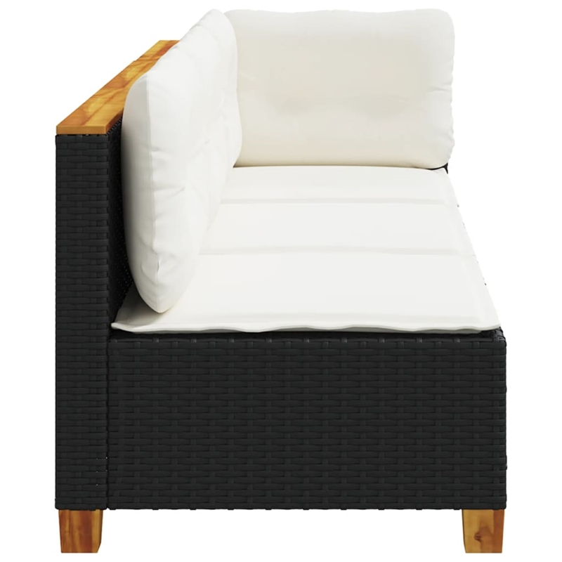 Afuera Living 3-Piece Large Modular PE Rattan Garden Sofa Set in Black