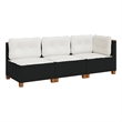 Afuera Living 3-Piece Large Modular PE Rattan Garden Sofa Set in Black