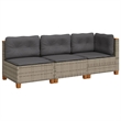 Afuera Living 3-Piece 3-Seater Modular PE Rattan Garden Sofa Set in Gray