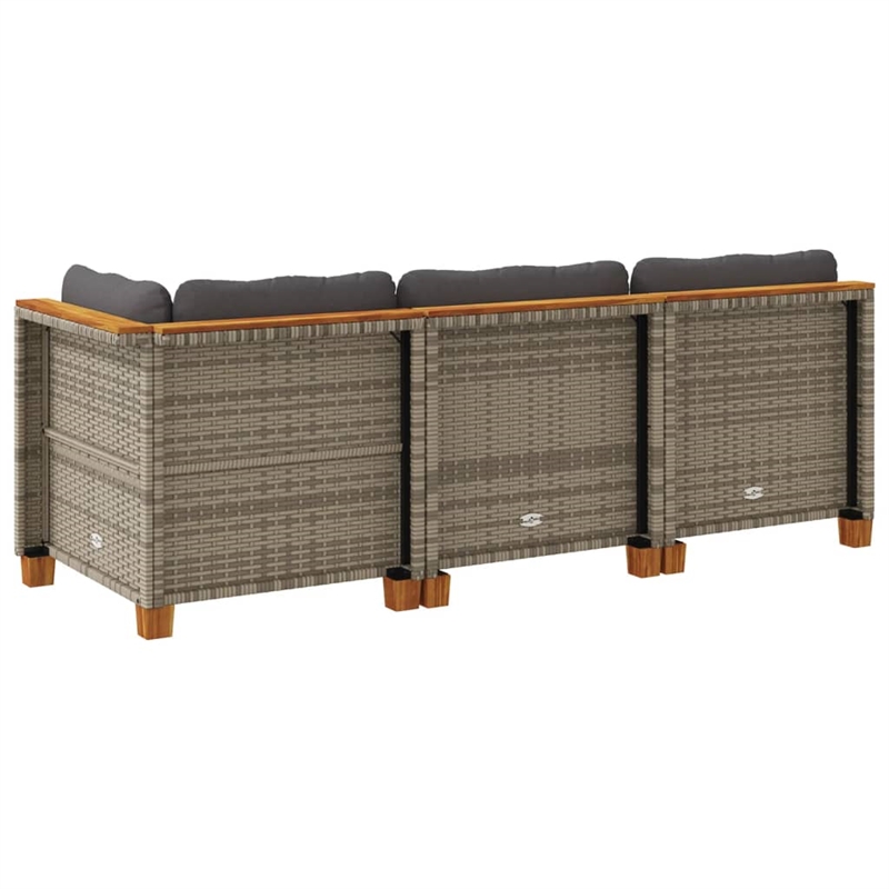 Afuera Living 3-Piece 3-Seater Modular PE Rattan Garden Sofa Set in Gray