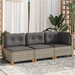 Afuera Living 3-Piece 3-Seater Modular PE Rattan Garden Sofa Set in Gray