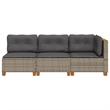 Afuera Living 3-Piece 3-Seater Modular PE Rattan Garden Sofa Set in Gray