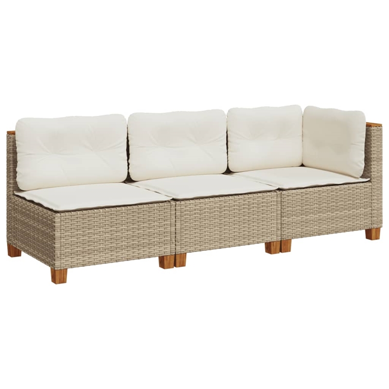 Afuera Living Contemporary Rattan 3-Piece Garden Sofa Set in Beige