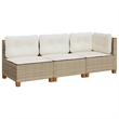 Afuera Living Contemporary Rattan 3-Piece Garden Sofa Set in Beige