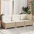 Afuera Living Contemporary Rattan 3-Piece Garden Sofa Set in Beige