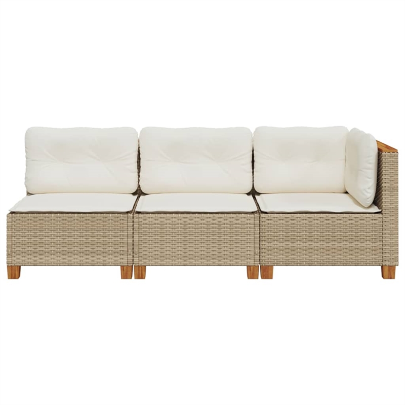 Afuera Living Contemporary Rattan 3-Piece Garden Sofa Set in Beige
