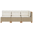 Afuera Living Contemporary Rattan 3-Piece Garden Sofa Set in Beige