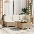 Afuera Living Contemporary Rattan 3-Piece Garden Sofa Set in Beige