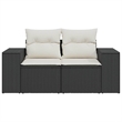 Afuera Living 2-Seater Poly Rattan Modular Garden Sofa in Black And Cream