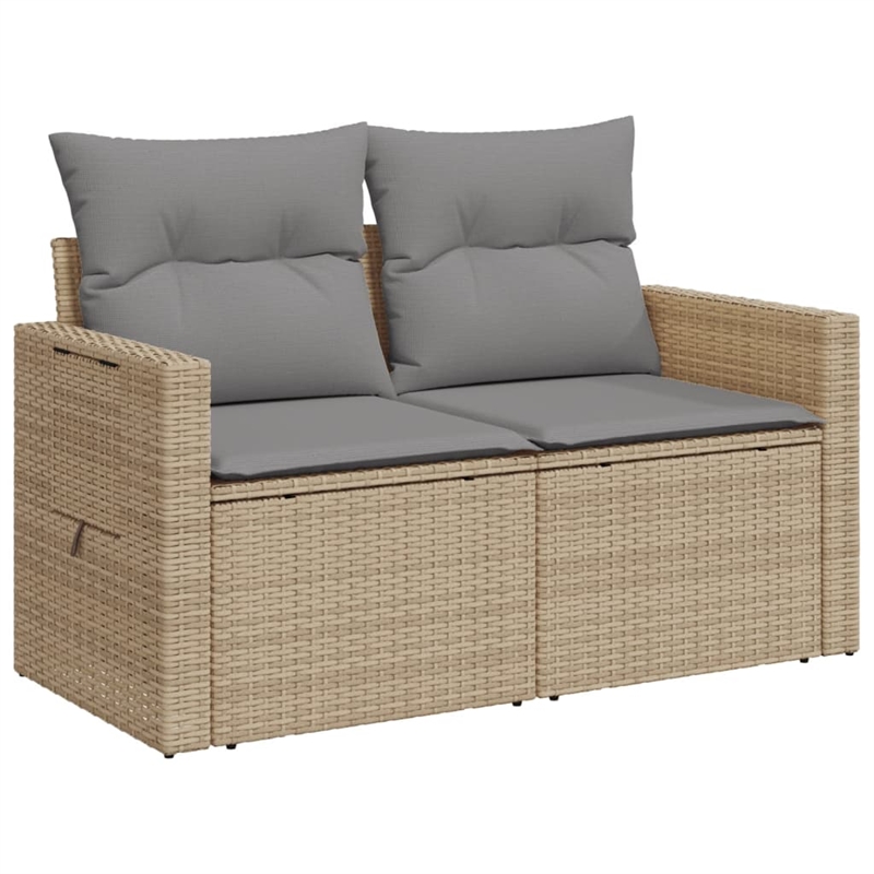 Afuera Living 2-Seater Poly Rattan And Powder-Coated Steel Garden Sofa in Beige
