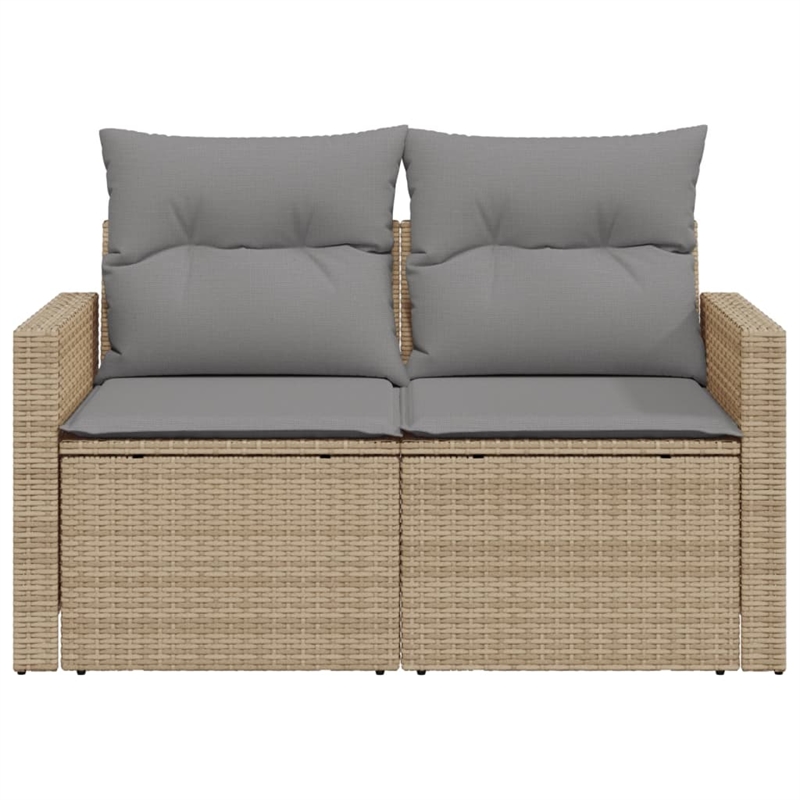Afuera Living 2-Seater Poly Rattan And Powder-Coated Steel Garden Sofa in Beige